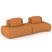 Sofá Ilha Modular Para Sala Living Orgânico 315cm Angra K01 Bouclê Terracota - Lyam Decor - 1
