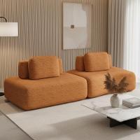 Sofá Ilha Modular Para Sala Living Orgânico 315cm Angra K01 Bouclê Terracota - Lyam Decor - 2