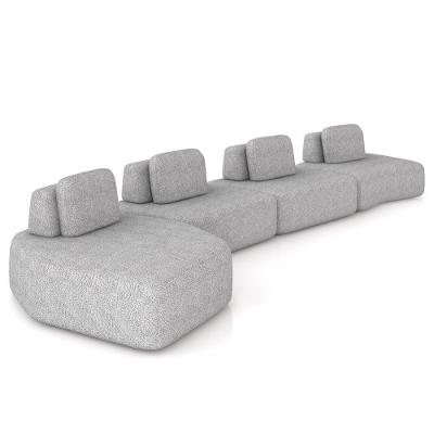 Sofá Ilha Modular Para Sala Living Orgânico 620cm Angra K01 Bouclê Cinza - Lyam Decor
