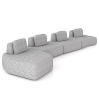 Sofá Ilha Modular Para Sala Living Orgânico 620cm Angra K01 Bouclê Cinza - Lyam Decor - 1