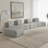 Sofá Ilha Modular Para Sala Living Orgânico 620cm Angra K01 Bouclê Cinza - Lyam Decor - 2