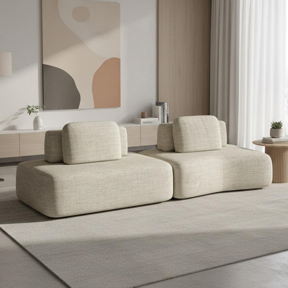 Sofá Ilha Modular Para Sala Living Orgânico 315cm Angra K01 Linho Champanhe - Lyam Decor - 2