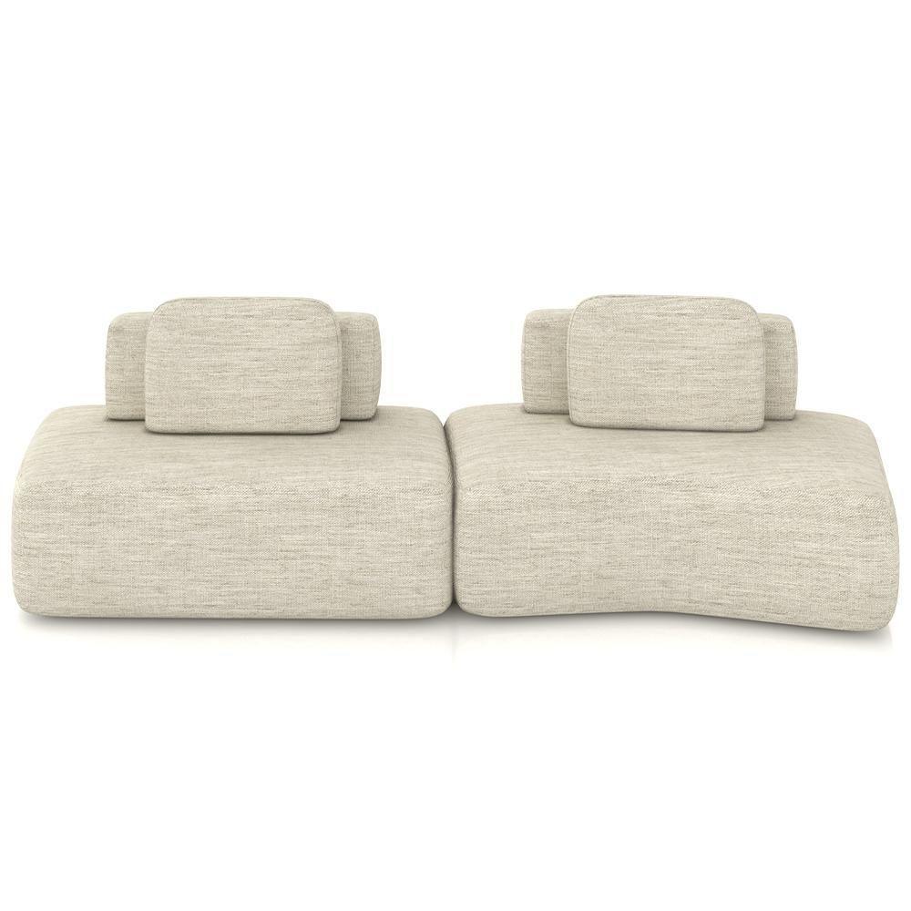 Sofá Ilha Modular Para Sala Living Orgânico 315cm Angra K01 Linho Champanhe - Lyam Decor - 3