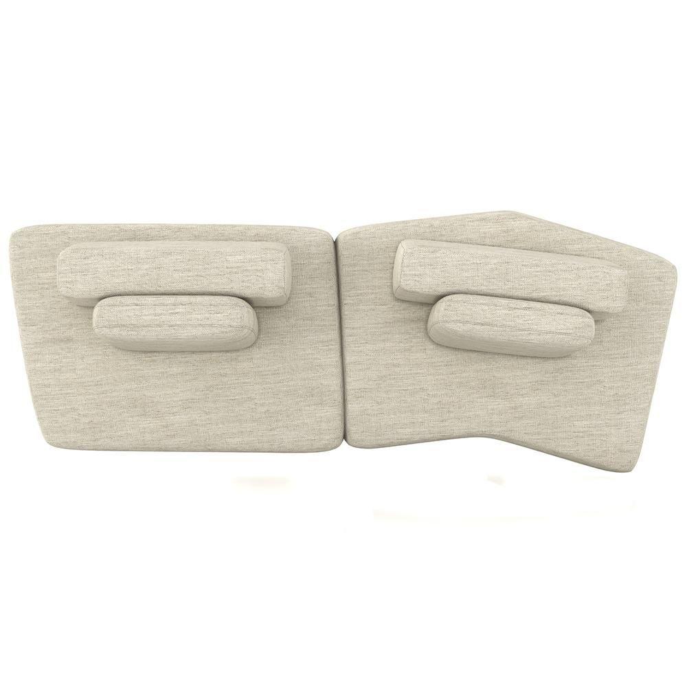 Sofá Ilha Modular Para Sala Living Orgânico 315cm Angra K01 Linho Champanhe - Lyam Decor - 6