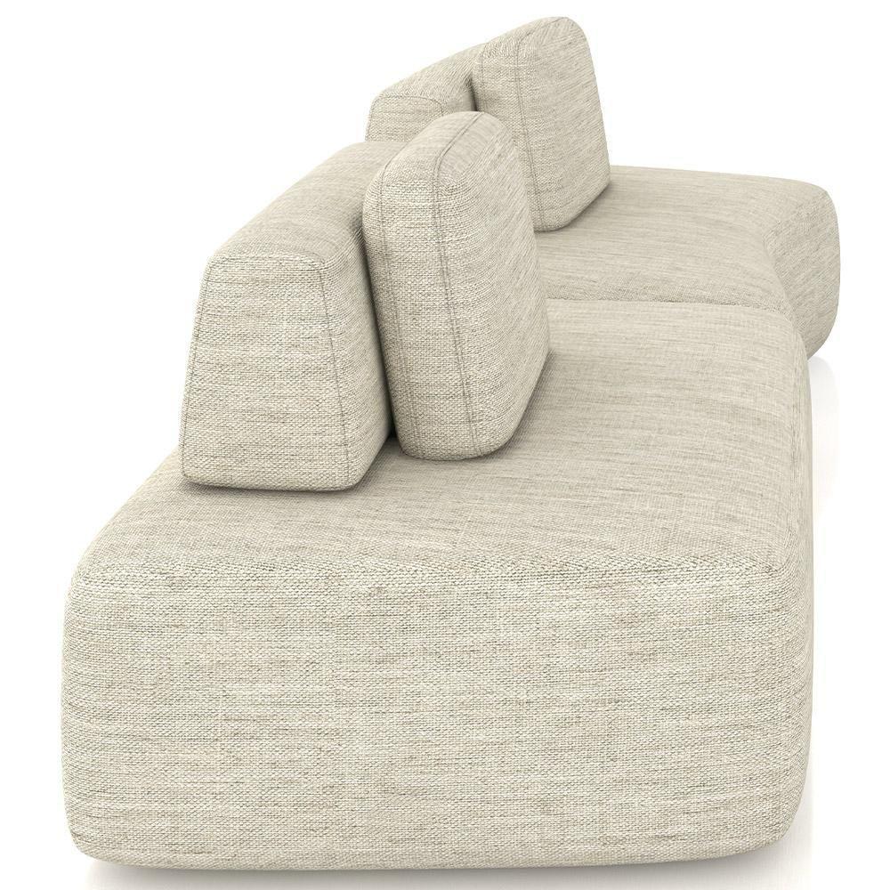 Sofá Ilha Modular Para Sala Living Orgânico 315cm Angra K01 Linho Champanhe - Lyam Decor - 7