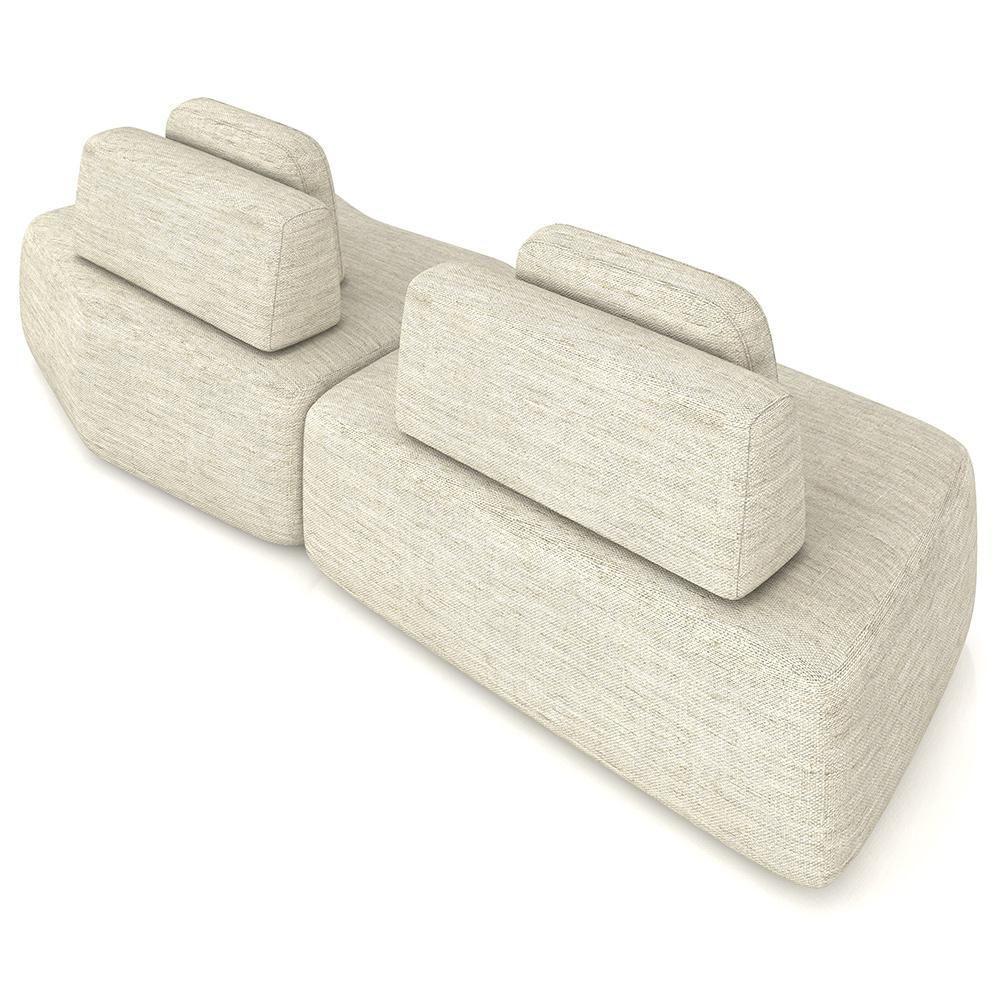 Sofá Ilha Modular Para Sala Living Orgânico 315cm Angra K01 Linho Champanhe - Lyam Decor - 8