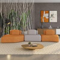 Sofá Ilha Modular Para Sala Living Orgânico 480cm Angra K01 Bouclê Terracota Cinza - Lyam Decor - 2