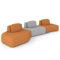 Sofá Ilha Modular Para Sala Living Orgânico 480cm Angra K01 Bouclê Terracota Cinza - Lyam Decor - 6