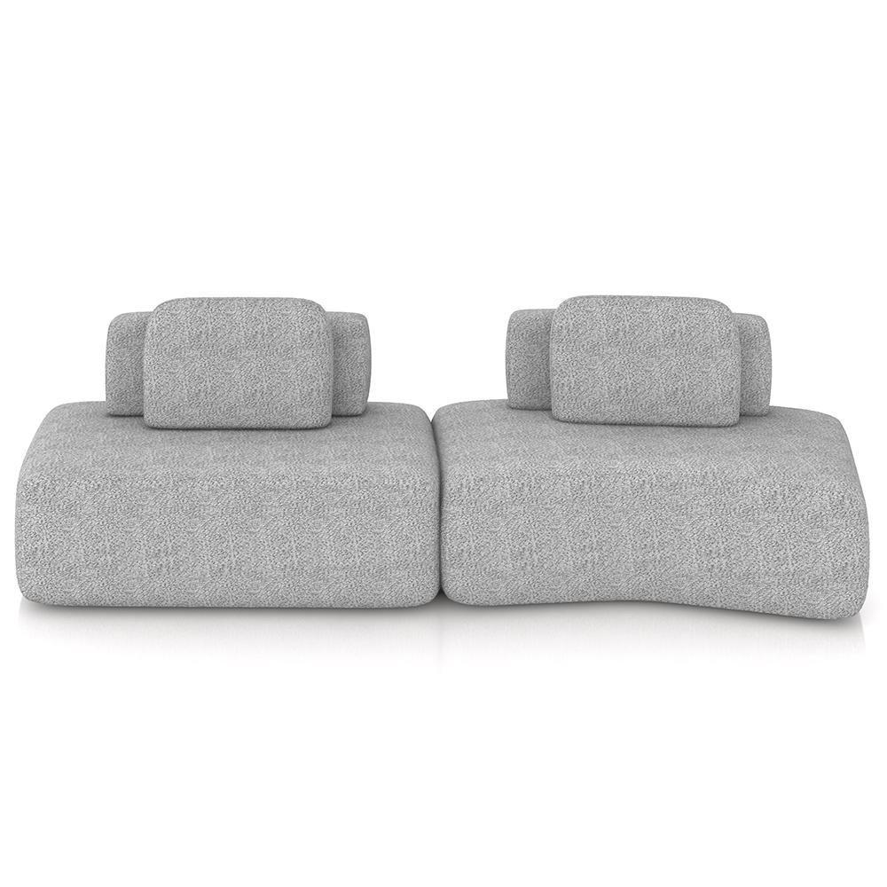 Sofá Ilha Modular Para Sala Living Orgânico 315cm Angra K01 Bouclê Cinza - Lyam Decor - 3