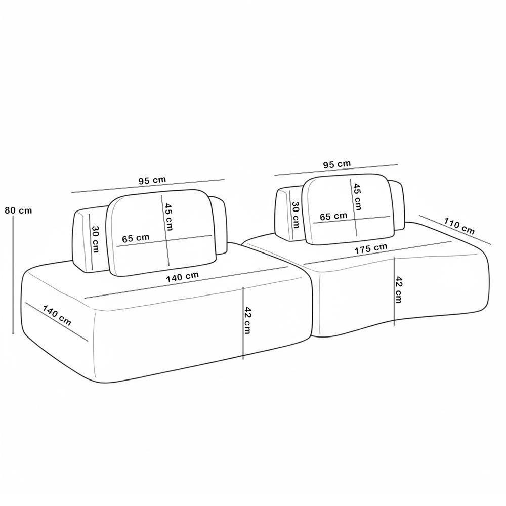 Sofá Ilha Modular Para Sala Living Orgânico 315cm Angra K01 Bouclê Cinza - Lyam Decor - 5