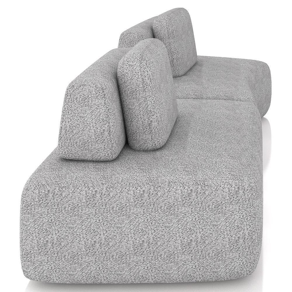 Sofá Ilha Modular Para Sala Living Orgânico 315cm Angra K01 Bouclê Cinza - Lyam Decor - 6