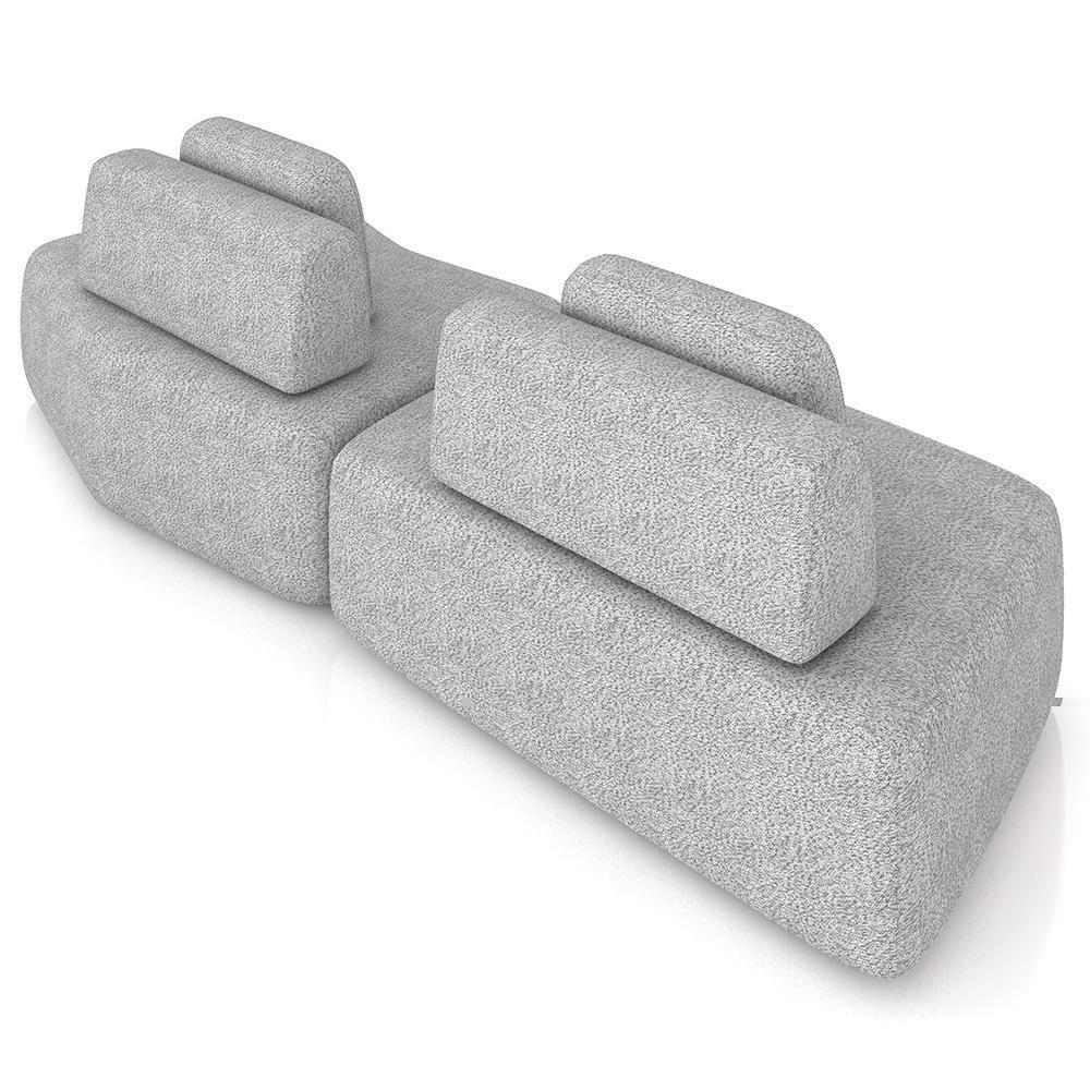 Sofá Ilha Modular Para Sala Living Orgânico 315cm Angra K01 Bouclê Cinza - Lyam Decor - 7