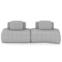 Sofá Ilha Modular Para Sala Living Orgânico 315cm Angra K01 Bouclê Cinza - Lyam Decor - 3
