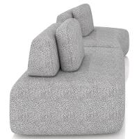 Sofá Ilha Modular Para Sala Living Orgânico 315cm Angra K01 Bouclê Cinza - Lyam Decor - 6