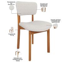 Cadeira Para Sala De Jantar Cozinha Living Estofada Dara L02 Bouclê Cru - Lyam Decor