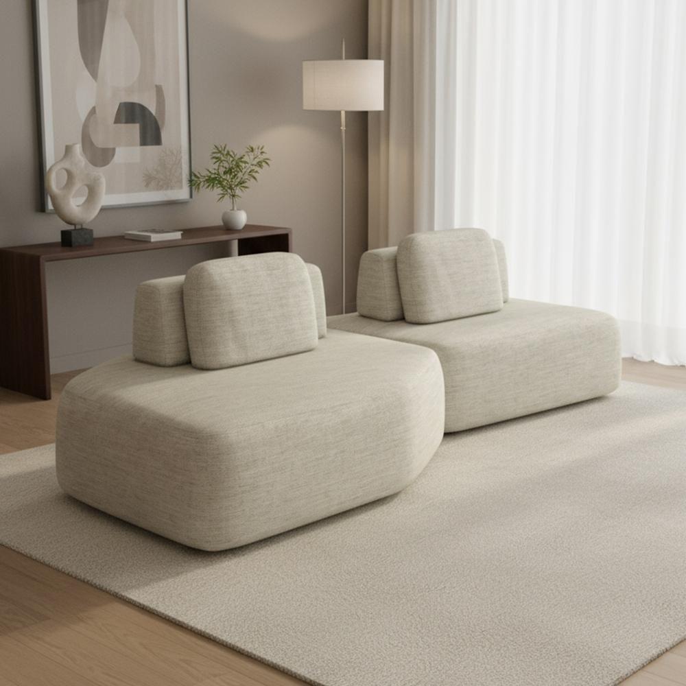 Sofá Ilha Modular Para Sala Living Orgânico 305cm Angra K01 Linho Champanhe - Lyam Decor - 2