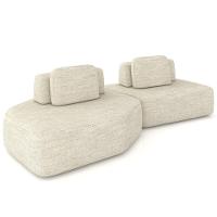 Sofá Ilha Modular Para Sala Living Orgânico 305cm Angra K01 Linho Champanhe - Lyam Decor - 1