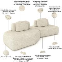 Sofá Ilha Modular Para Sala Living Orgânico 305cm Angra K01 Linho Champanhe - Lyam Decor