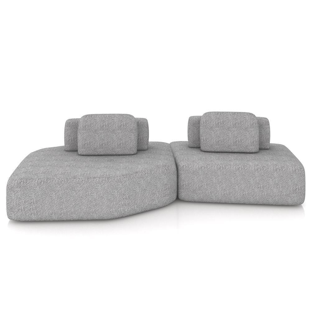 Sofá Ilha Modular Para Sala Living Orgânico 305cm Angra K01 Bouclê Cinza - Lyam Decor - 3