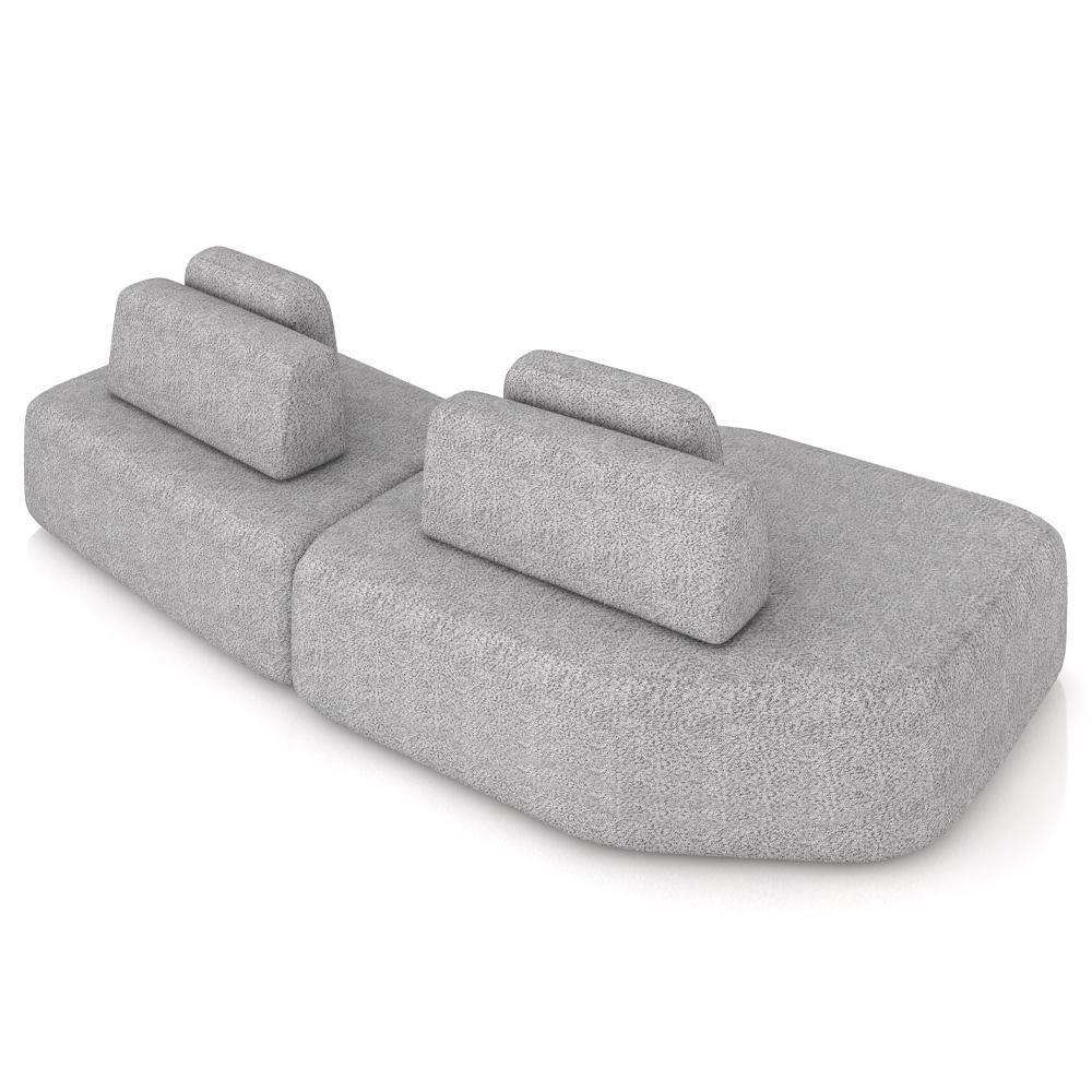 Sofá Ilha Modular Para Sala Living Orgânico 305cm Angra K01 Bouclê Cinza - Lyam Decor - 7