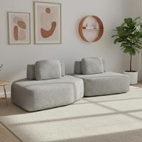 Sofá Ilha Modular Para Sala Living Orgânico 305cm Angra K01 Bouclê Cinza - Lyam Decor - 2