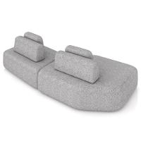 Sofá Ilha Modular Para Sala Living Orgânico 305cm Angra K01 Bouclê Cinza - Lyam Decor - 7