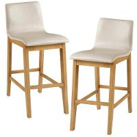 Kit 02 Banquetas Altas Estofada Para Cozinha Sala De Jantar Fixa Elis B05 Facto Bege - Lyam Decor - 1