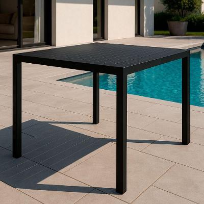 Mesa Ripada Retan. Alumínio 100x80cm Gourmet Acesse Móveis Preto