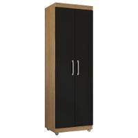 Armario Multiuso 2 Portas 190x60 Cm Sabrina Amendoa Preto Reajl Moveis Amendoa Preto - 1