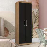 Armario Multiuso 2 Portas 190x60 Cm Sabrina Amendoa Preto Reajl Moveis Amendoa Preto - 2