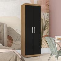 Armario Multiuso 2 Portas 190x60 Cm Sabrina Amendoa Preto Reajl Moveis Amendoa Preto - 6