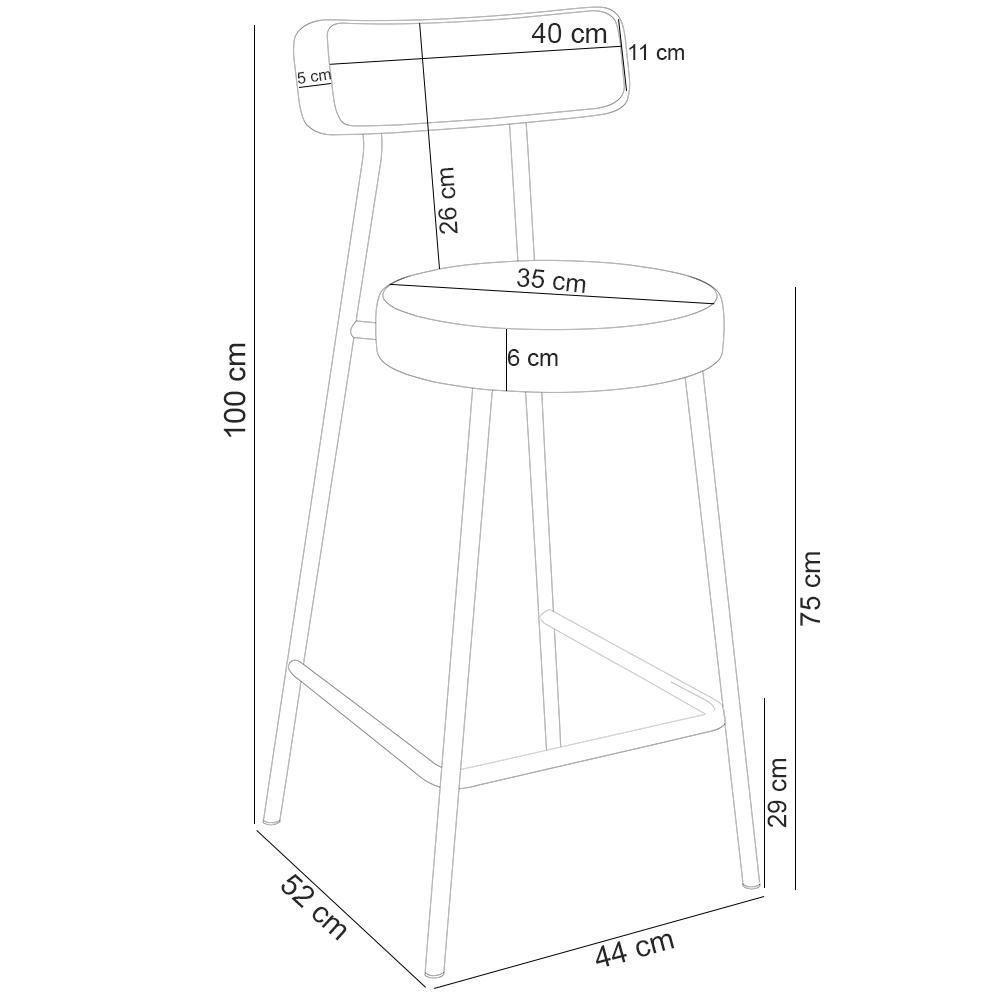 Kit 02 Banquetas Alta Bar Cozinha Sala De Jantar Estrutura Em Aço Milão L02 Linho Mescla Chumbo - Lyam Decor - 5