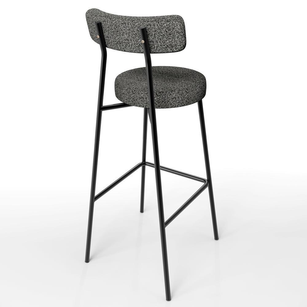 Kit 02 Banquetas Alta Bar Cozinha Sala De Jantar Estrutura Em Aço Milão L02 Linho Mescla Chumbo - Lyam Decor - 7