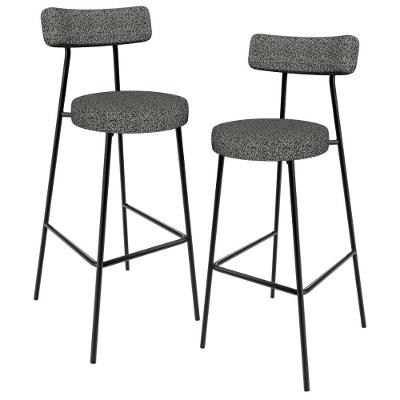 Kit 02 Banquetas Alta Bar Cozinha Sala De Jantar Estrutura Em Aço Milão L02 Linho Mescla Chumbo - Lyam Decor