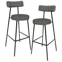Kit 02 Banquetas Alta Bar Cozinha Sala De Jantar Estrutura Em Aço Milão L02 Linho Mescla Chumbo - Lyam Decor - 1