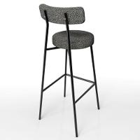 Kit 02 Banquetas Alta Bar Cozinha Sala De Jantar Estrutura Em Aço Milão L02 Linho Mescla Chumbo - Lyam Decor - 7