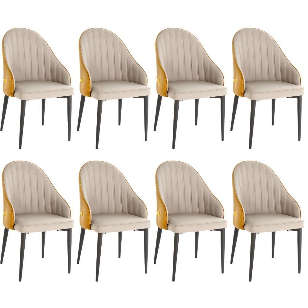 Kit 8 Cadeiras De Jantar Estofada Design La Martina - Bege - 1