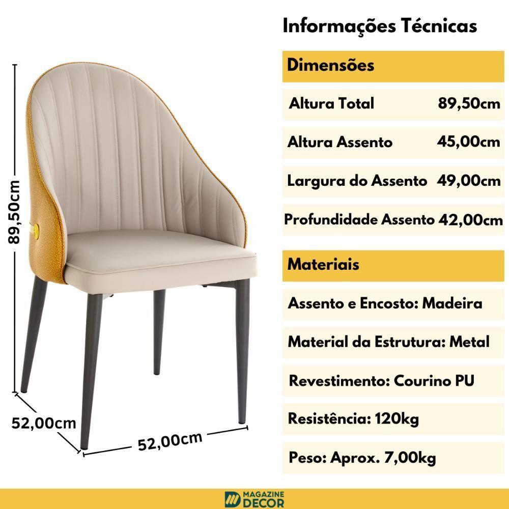 Kit 8 Cadeiras De Jantar Estofada Design La Martina - Bege - 3