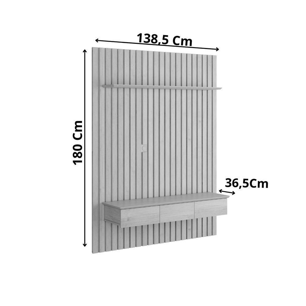 Painel Ripado Para Tv Até 55” Home Antares Nicho 3 Gavetas E Prateleira Fixação Na Parede Patrimar Cinamomo - 5