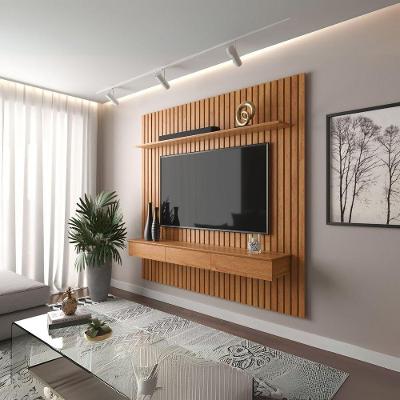 Painel Ripado Para Tv Até 55” Home Antares Nicho 3 Gavetas E Prateleira Fixação Na Parede Patrimar Cinamomo