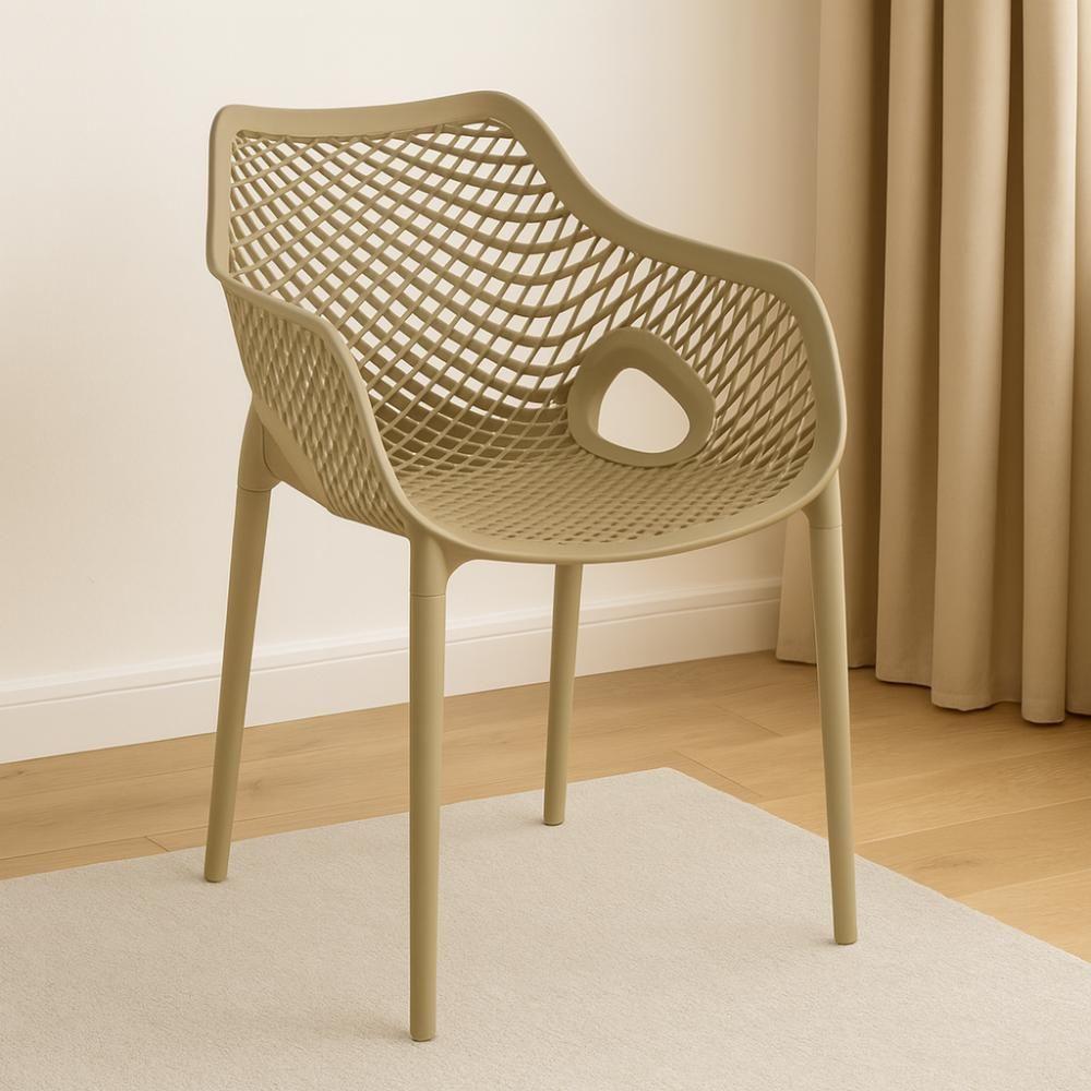 Kit 12 Cadeiras De Jantar Design Suits Com Braços Empilhável Em Polipropileno - Nude - 2