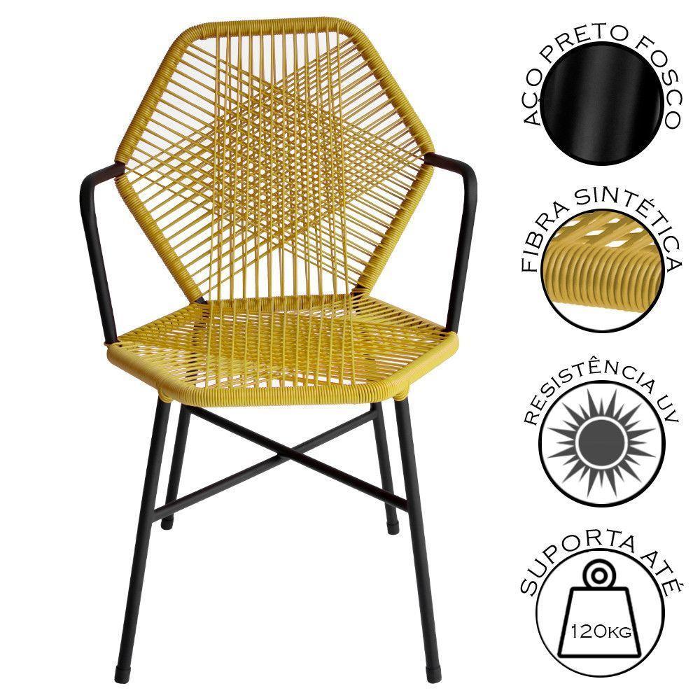 Kit 6 Cadeiras Tropicália Fibra Sintética Gourmet Acesse Móveis Amarelo - 3