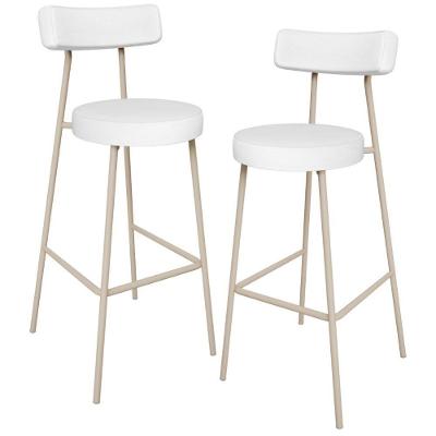 Kit 02 Banquetas Alta Bar Milão Arena L02 Assento Facto Estrutura em Aço Encosto Branco