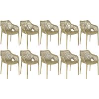 Kit 10 Cadeiras De Jantar Design Suits Com Braços Empilhável Em Polipropileno - Nude - 1