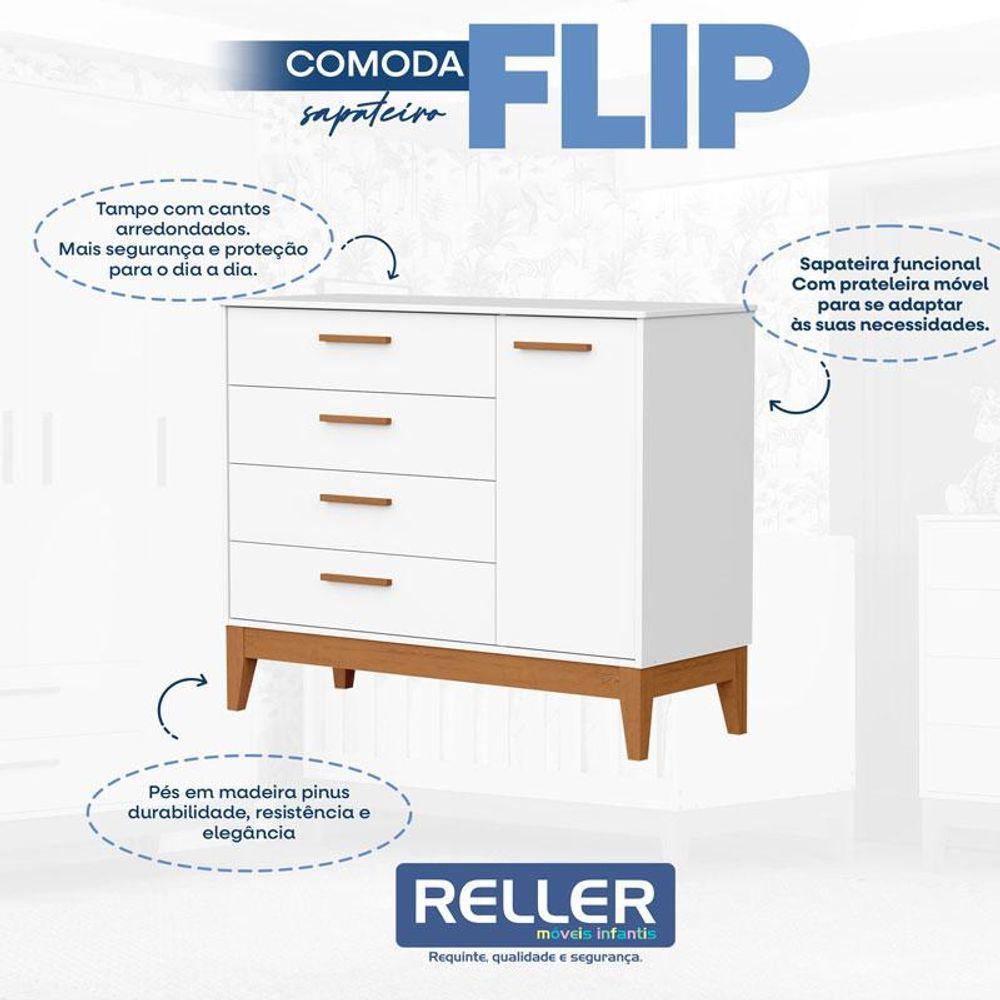 Quarto De Bebê Flip Com Cômoda Sapateira Branco Acetinado - Reller - 10