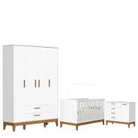 Quarto De Bebê Flip Com Cômoda Sapateira Branco Acetinado - Reller - 1