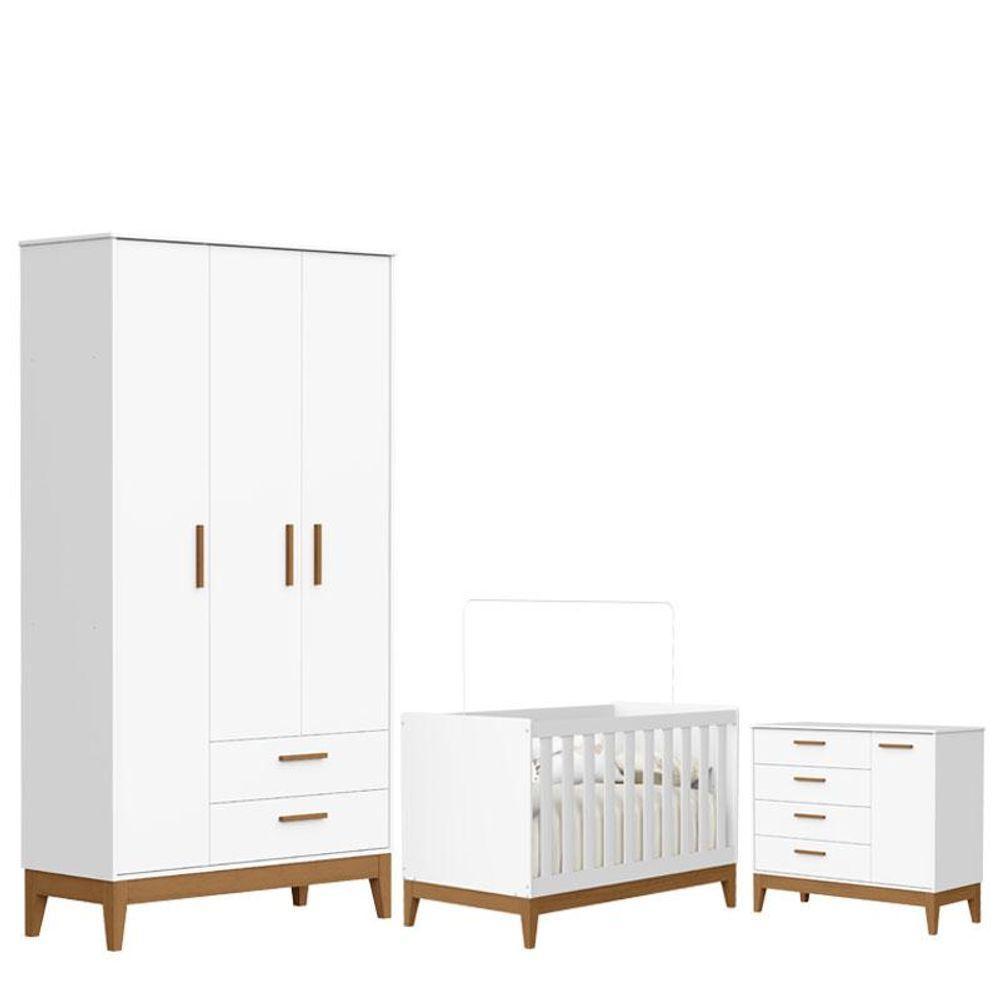 Quarto De Bebê Flip E Cômoda Sapateira Branco Acetinado - Reller - 1
