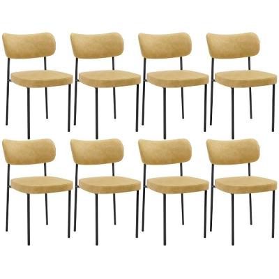 Kit 8 Cadeiras Decorativa Estofada Para Sala De Jantar Melina L02 Couríssimo Casco Fendi - Lyam Decor