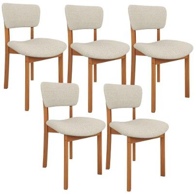 Kit 5 Cadeiras Para Sala De Jantar Cozinha Living Estofada Dara L02 Linho Champagne - Lyam Decor