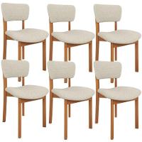 Kit 6 Cadeiras Para Sala De Jantar Cozinha Living Estofada Dara L02 Linho Champagne - Lyam Decor - 1